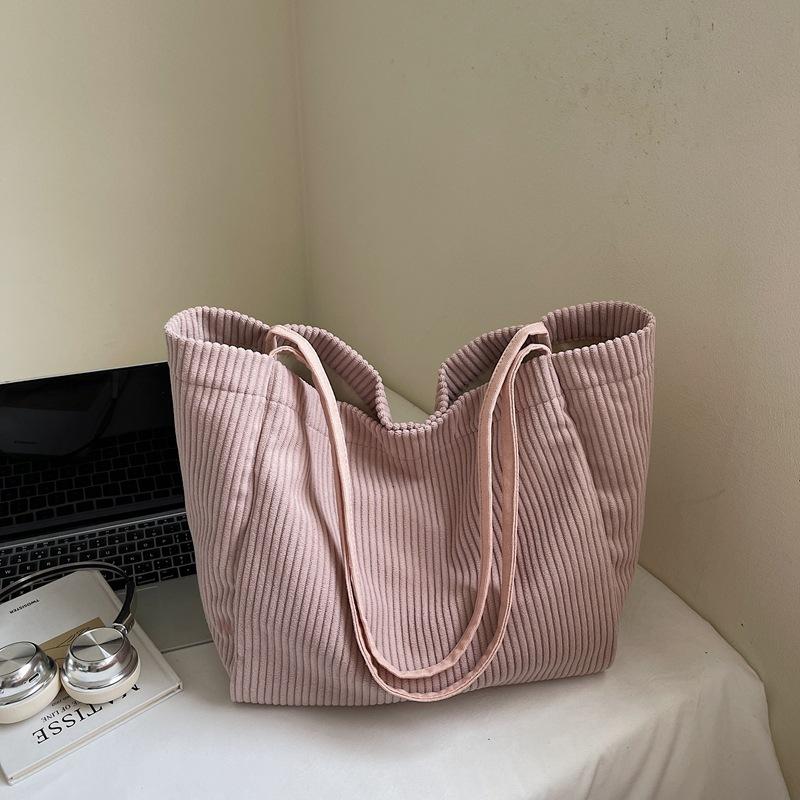 

Вельветовая сумка женская большой вместимости 2025 осень новая повседневная на плечо сумка для покупок высокая ценность сумка-тоут для поездок на работу розовый