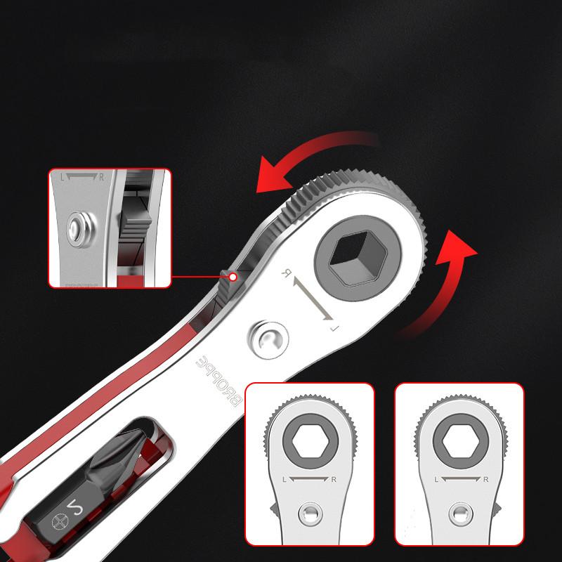 Bidirektionale Knarre 1/4 Zoll Sechskantgriff Multifunktionale Mini-Bit-Steckschlüssel