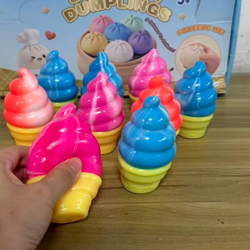 Juguete Squishy de Helado Simulado Súper Suave Rebote Lento Bola para Apretar Juguete Fidget Anti-Estrés para Adultos Niños Alivio de la Ansiedad