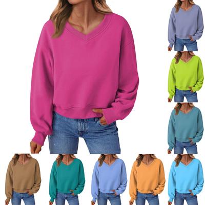 Sudadera Deportiva Casual de Moda para Mujer Sexy Cómoda Plus Terciopelo Cuello en V Manga Larga