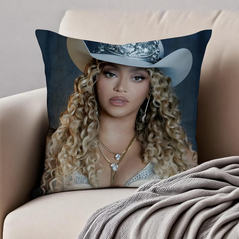 SINGER BBeyoncé Giselle Knowles Cushion Cover Pillowcase Antidustmite Invisible Zipper Short Plush Sofa Cushion