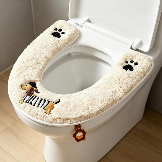Copriwater Migliorato Design con Cerniera Facile Installazione Impermeabile Tessuto Peluche Morbido Motivi Animali Vestibilità Elastica Copriwater