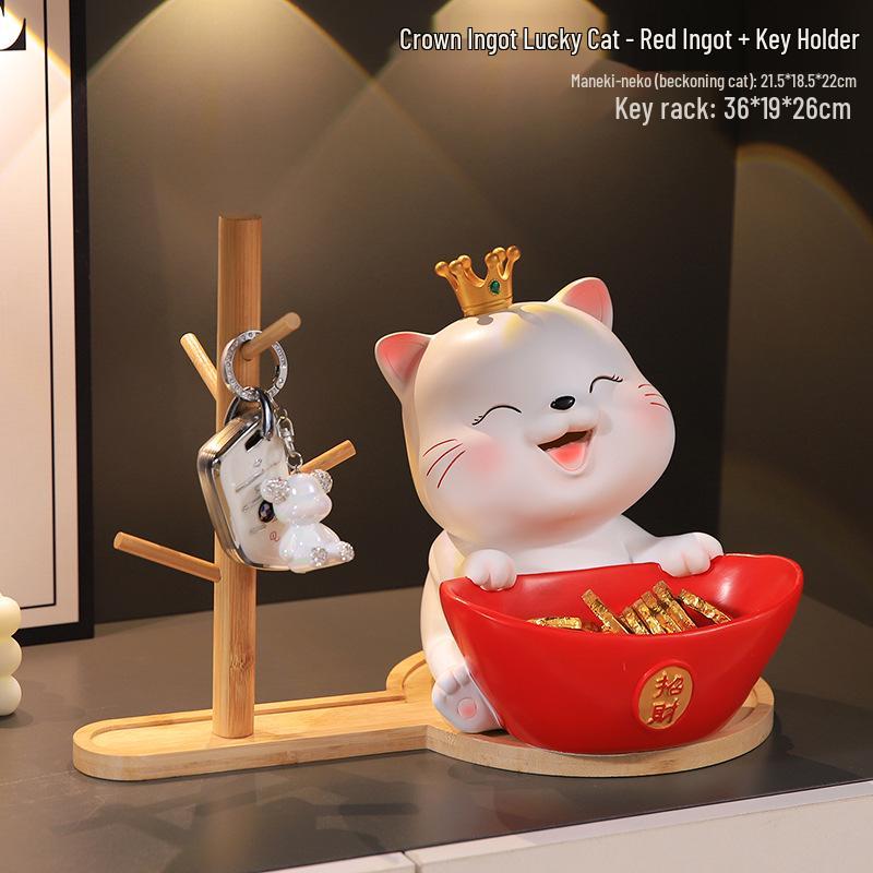 Housewarming Gift: Lucky Cat Key Holder & Shoe Cabinet Ornament for Entryway and Living Room