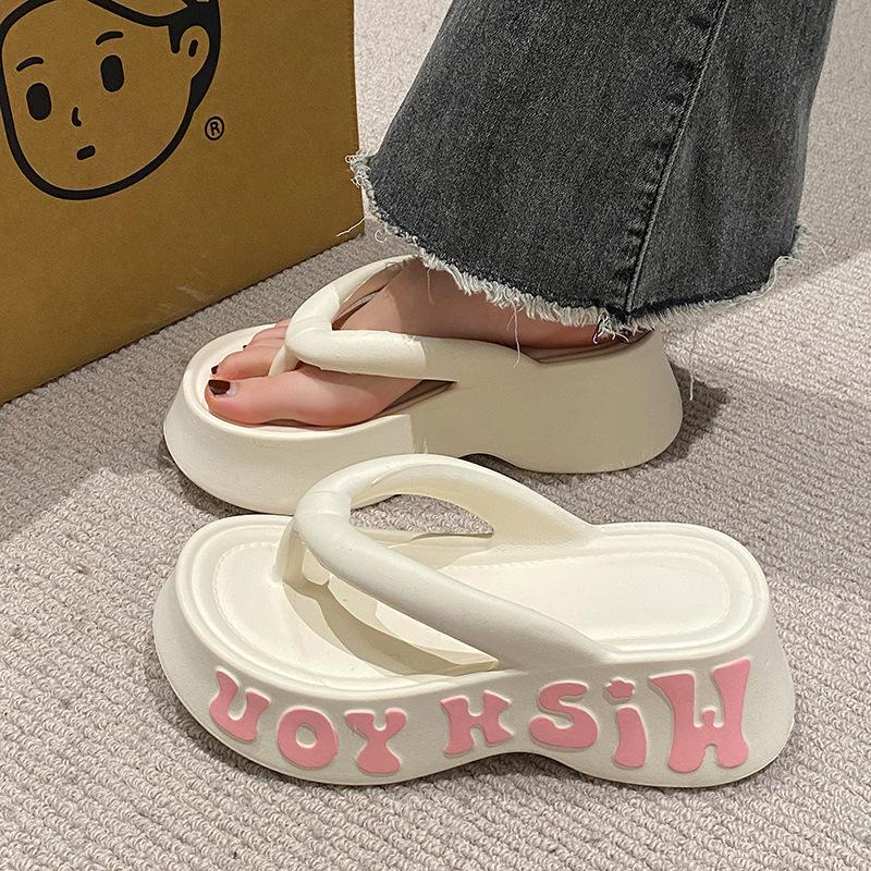 

Fashion 2025 New Summer Platform Flip Flops For Women Home Street Shoes Thick Sole Girls Indoor Beach Slippers Slip-on Fashion Sandals 36-37 белый