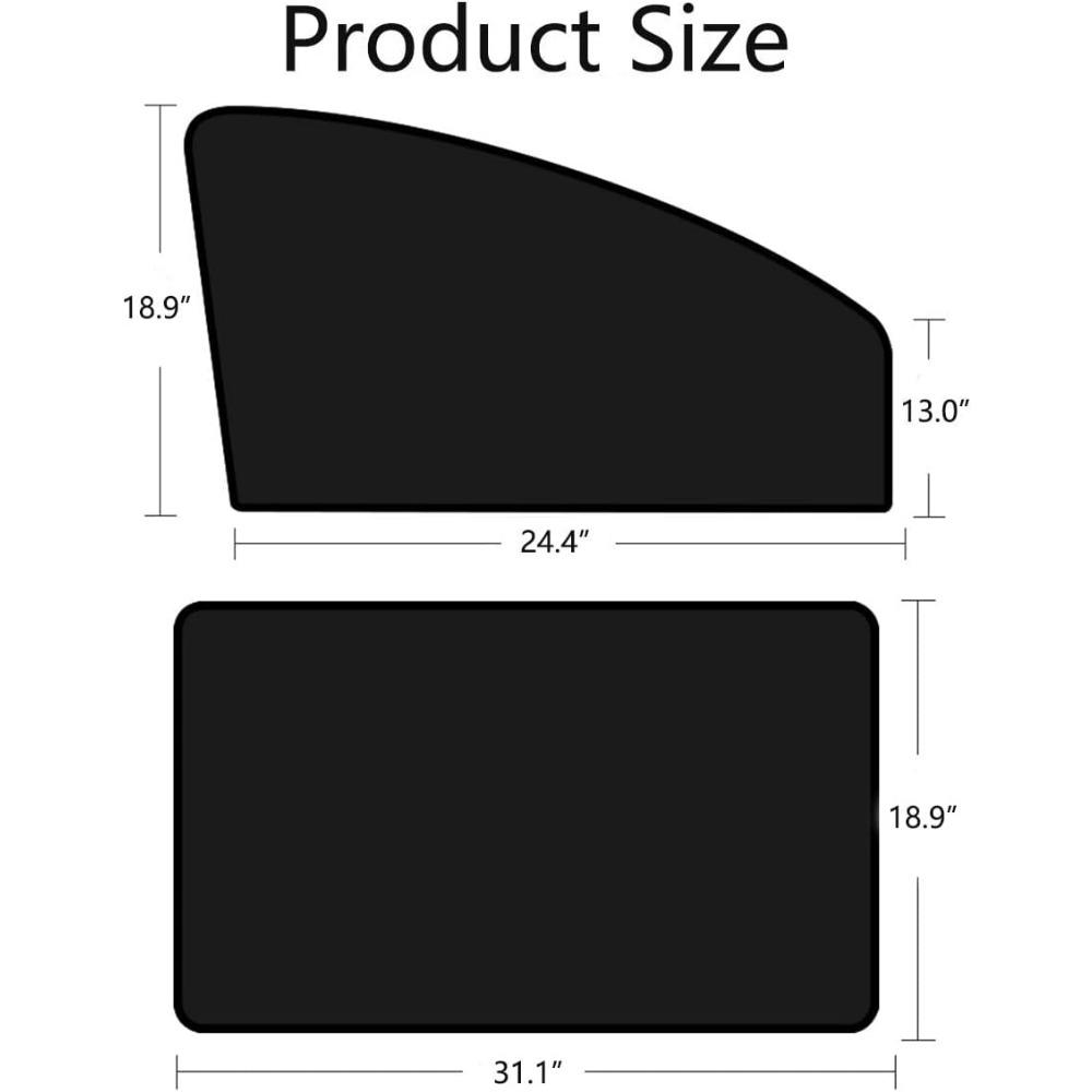Car Side Window Sun Shades Window Sunshades Privacy Curtains, 100% Block Light Front&Back 4pcs