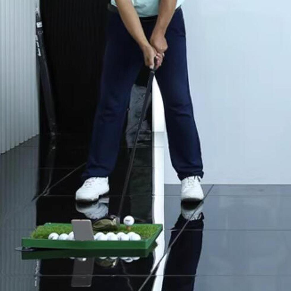 Golf Hitting Mat with Ball Tray Portable Heavy Duty Home Use Training PP Grass