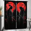 Set Of 2 Japanese Samurai Ink Paintings Print Curtains Pole Bag Home Decoration Room Curtain Polyester