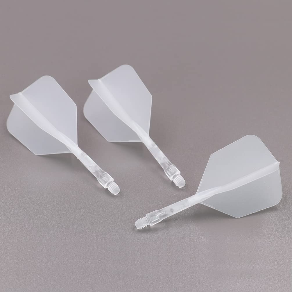 CUESOUL ROST T19 Integrated Flights, Big Wing Shape, Two-Tone Color, Clear Flights + Clear Shafts, Small Size, Set of 3 (CS-AK579-7S)