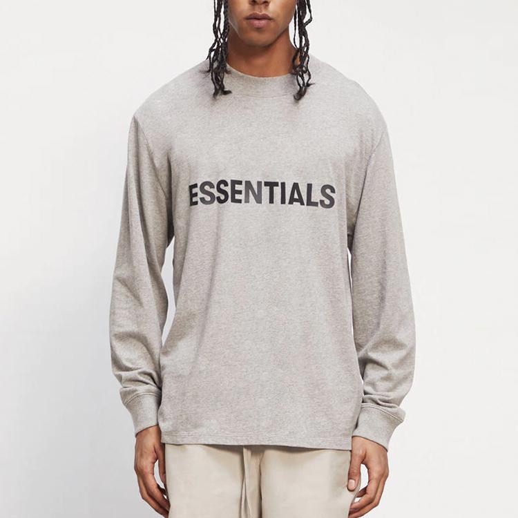 Fear of God Essentials Long-Sleeve T-Shirt Oatmeal Unisex Tops Grey 0125250500230260