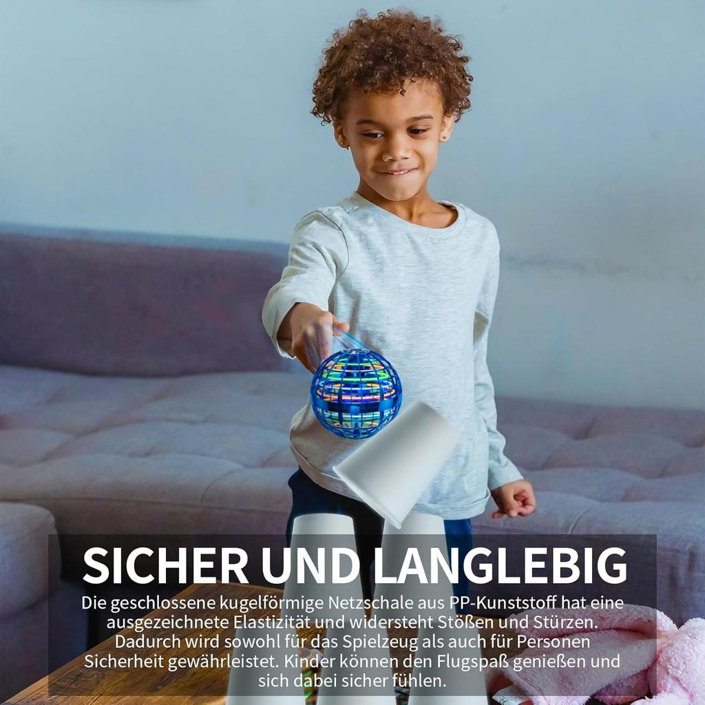 Flying Ball Toy (Blue, Improved): LED Hover Orb, Boomerang Ball, Flying Toys for Girls and Boys, Gift for Children from 6, 7, 8, 9, 10, 11, 12 Years