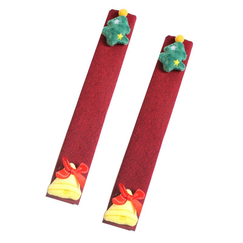 2Pcs Christmas Refrigerator Handle Cover Santa Claus Microwave Oven Door Handle Anti-Slip Protective Cover Decoration