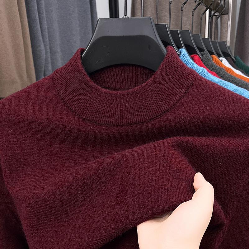 Herrenpullover mit halbem Rollkragen: Trendige Herbst/Winter Strickware im koreanischen Stil, Warme Oberbekleidung für Herren