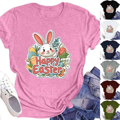 Women's Top Round Neck Casual Printed Short-sleeved T-shirt Top