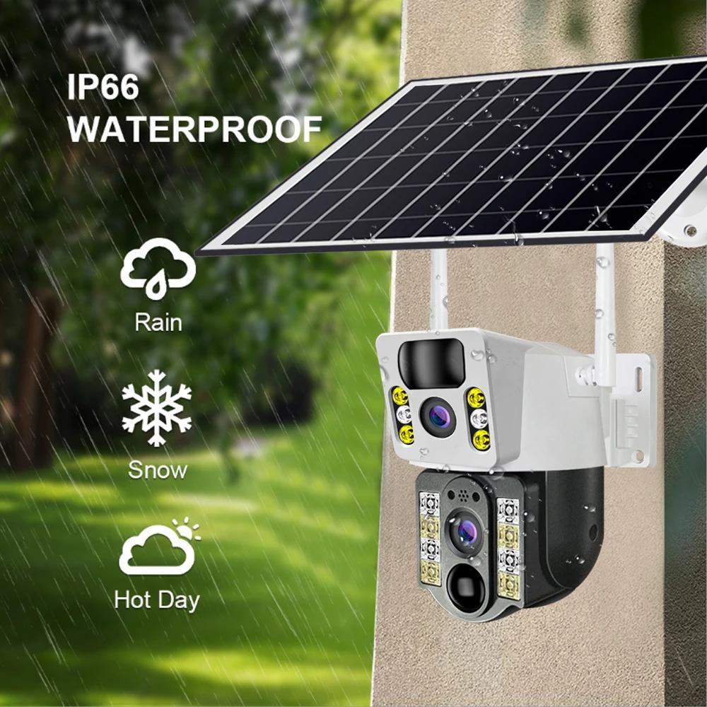 2025 V380Pro 8MP 4K Solar-Akku-WLAN-Kamera Außenbereich Auto-Tracking Personenerkennung Solarenergie Überwachung Drahtlose Kamera
