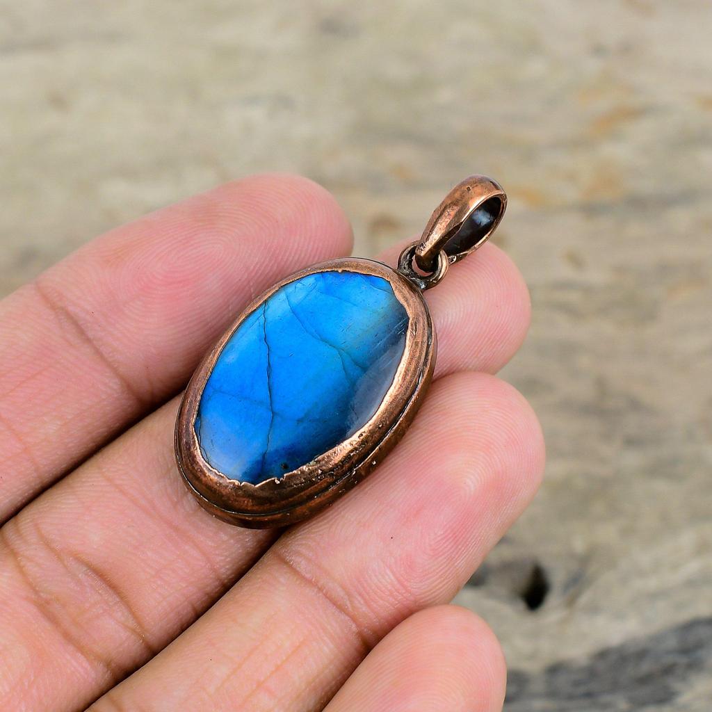 Labradorite Pendant Electroformed Copper Gemstone Pendant Labradorite Jewelry Handmade Pendant Electroformed Copper Jewelry Gifts For Mother