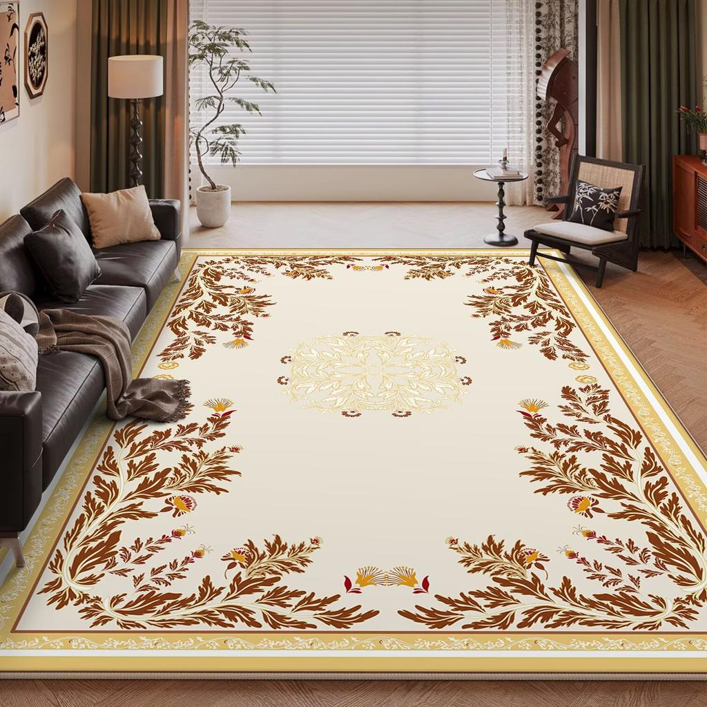 Alfombra Nórdica de Lujo Ligero para el Hogar, Dormitorio, Tamaño Grande, Floral Pastoral, Alfombras para Sala de Estar Lavables, Alfombra para Salón, Felpudos para Vestíbulo de Hotel