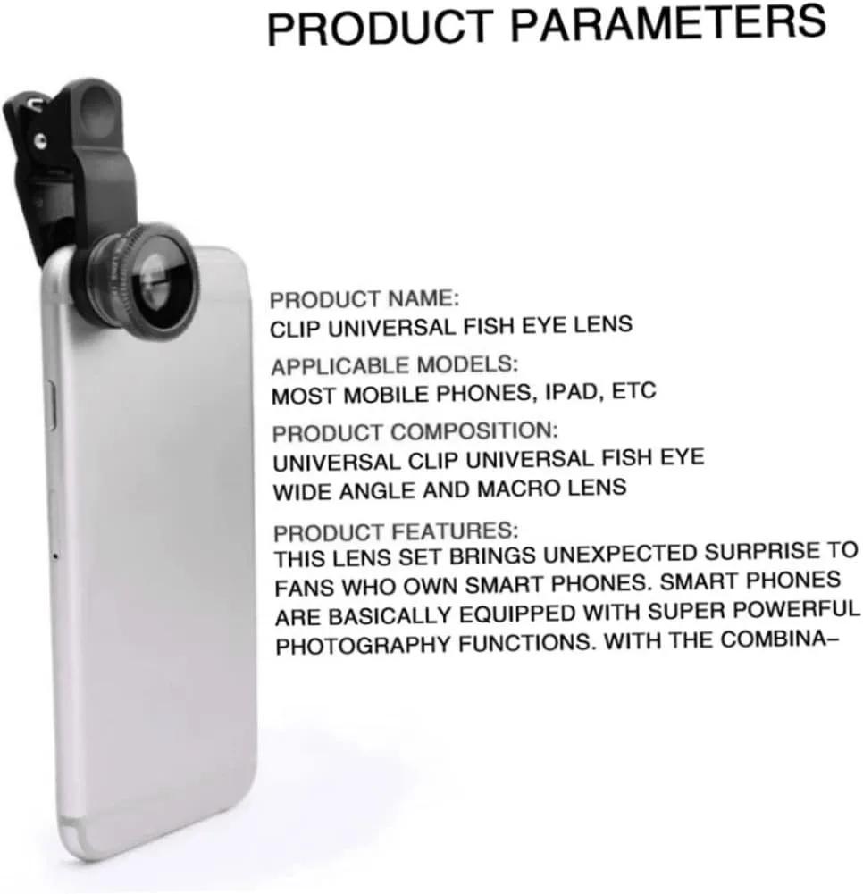 3 in1 Fisheye Wide Angle Micro Camera Lens for iPhone Xiaomi Redmi 3IN1 Zoom Fish Eye Len on Smartphone Lenses with Phone Clip
