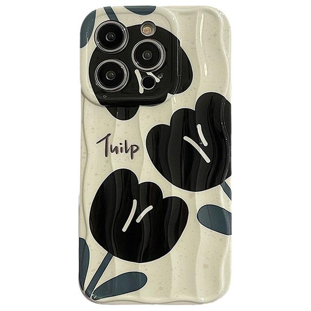 

Черный тюльпан цветок Imd чехол для Iphone 14 Pro Max 13 11 12 14 Plus модный мягкий силиконовый защитный чехол прекрасный цветочный чехол For iPhone 14 Pro