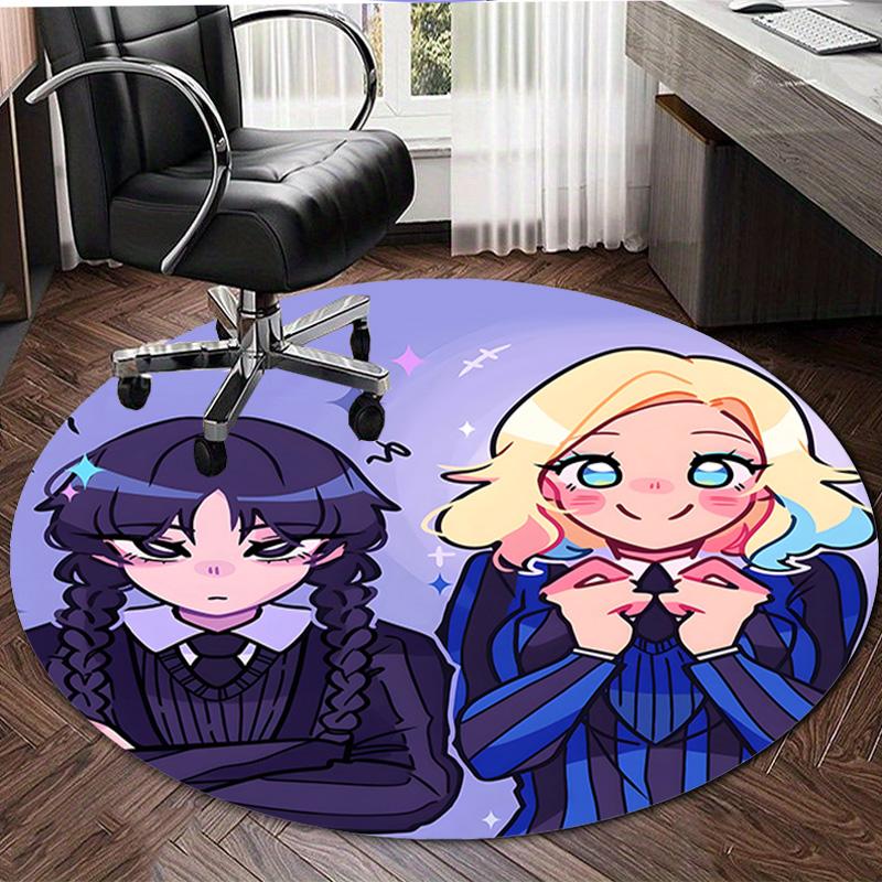 1pc Addams Family Wednesday7 Print Round Carpet Chair Round Carpet Suitable for Bedroom Living Room Home Decorative Carpet