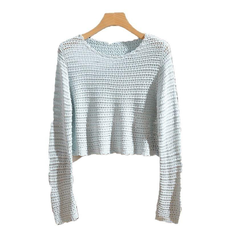 Small short hollowed-out thin sunscreen air-conditioning shirt top women's spring and summer new knitted sweater jumper sweater