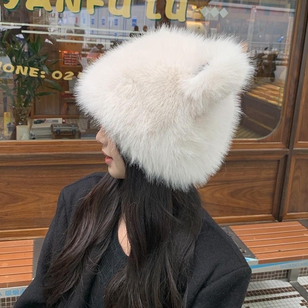 Brimless Fur Hats Thicken Mongolian Hat Fashion Beanie Hat Autumn and Winter