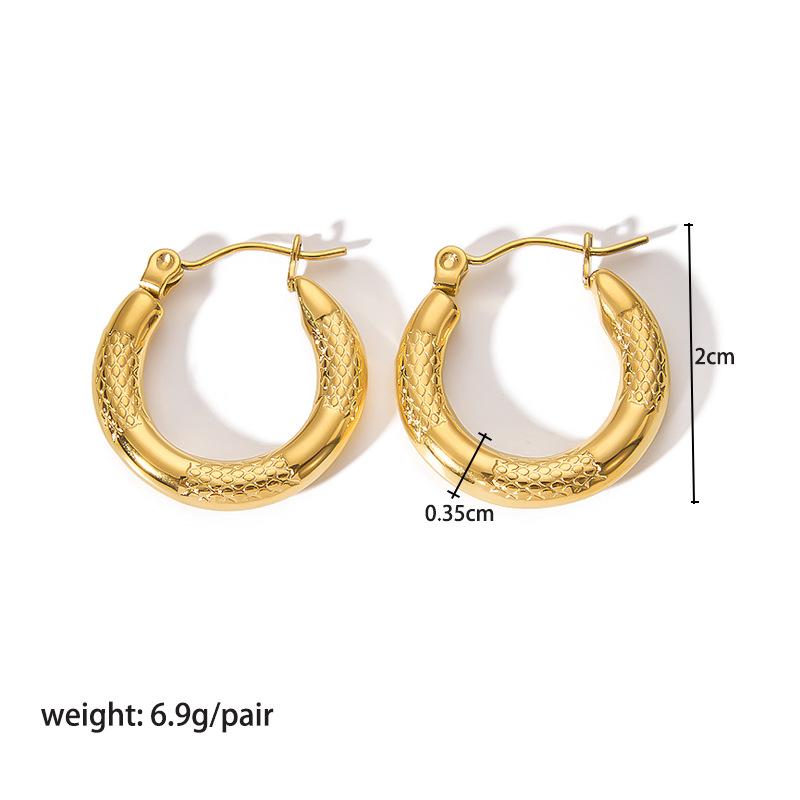 High-End 18K Gold Circle Earrings - Stainless Steel Women's Versatile Titanium Design