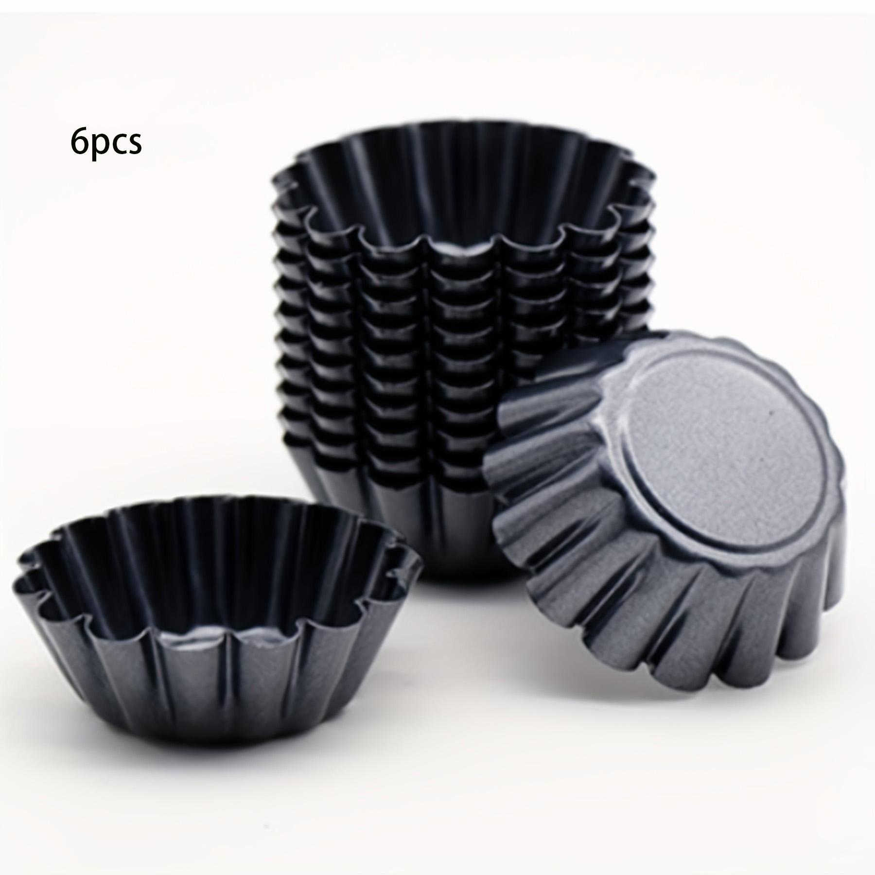 

Форма для яичного пирога, сковорода с антипригарным покрытием, формы для яичного пирога из углеродистой стали, форма для мини-пирога, чашка для выпечки кексов и пудинга — для пирогов, китайского яичного пирога, тортов 6PCS