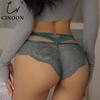 Ladies' Sexy Ice Silk Patchwork Panties Heart‑Shaped Buckle Cutout Lace Underpant Thin Breathable Solid Color Hipster Briefs