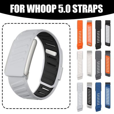 Compatible with WHOOP 5.0 Wrist Band Soft-Touch Silicone Nylon Strap Waterproof Sweatproof Adjustable Wear Resist Watch Band