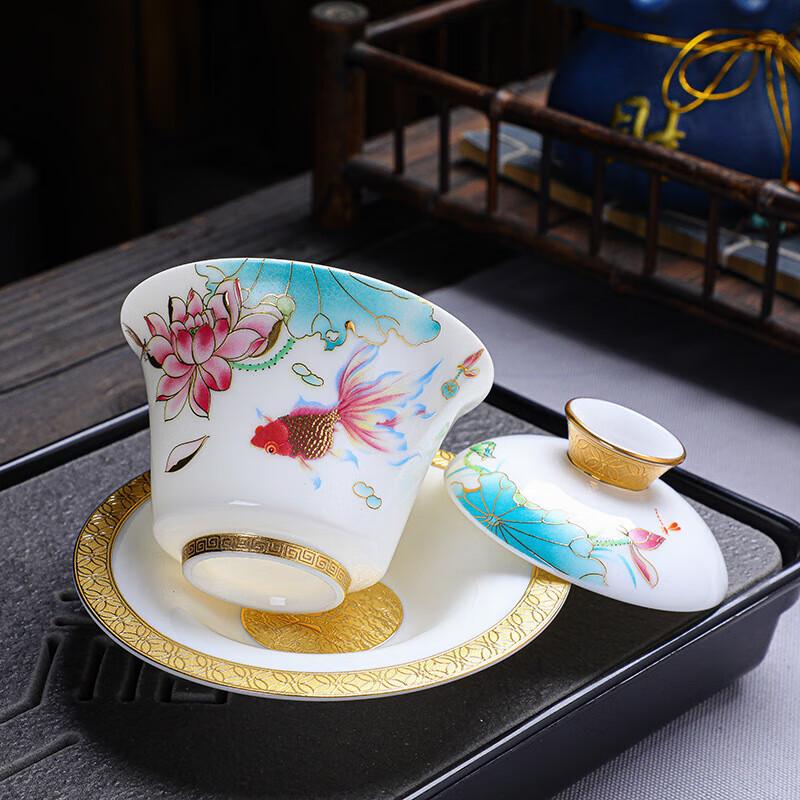 

High-End Suet Jade Ceramic Kung Fu Tea Set