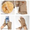 Women Half Finger Winter Gloves Thickened  Insulated Windproof Knit Design With Double Fleece Lining For Cold Weather