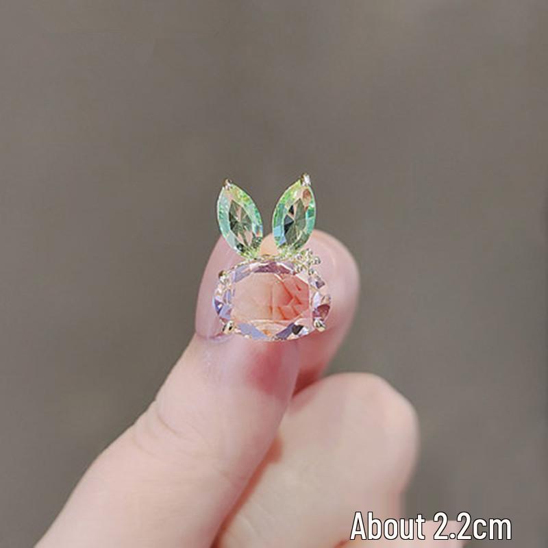 2024 Cute Crystal Rabbit Brooch for Women - Japanese Style Anti-Exposure Collar Pin