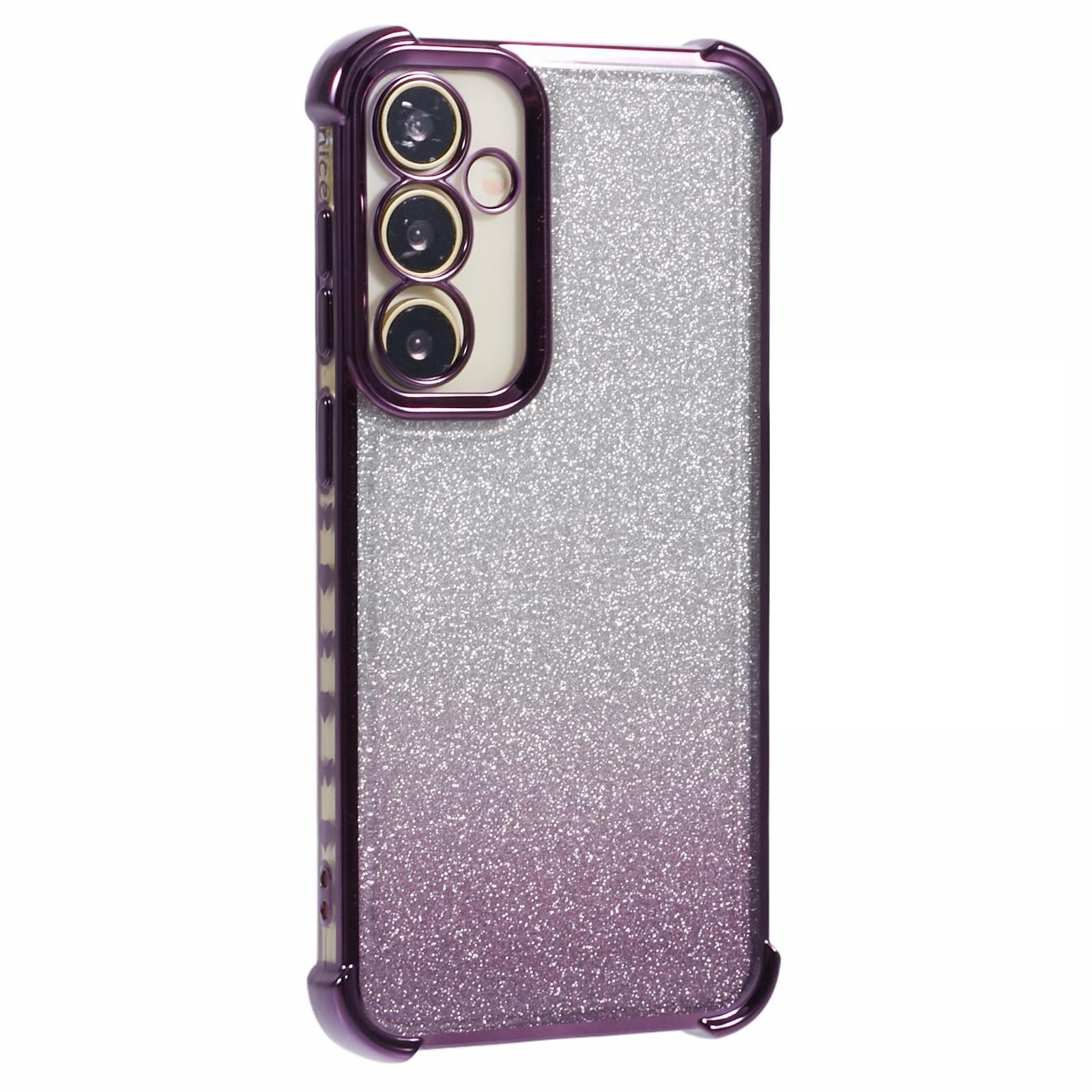 

For Samsung Galaxy S23 FE TPU Case Glitter Gradient Electroplated Anti-Drop Phone Cover Dark Purple