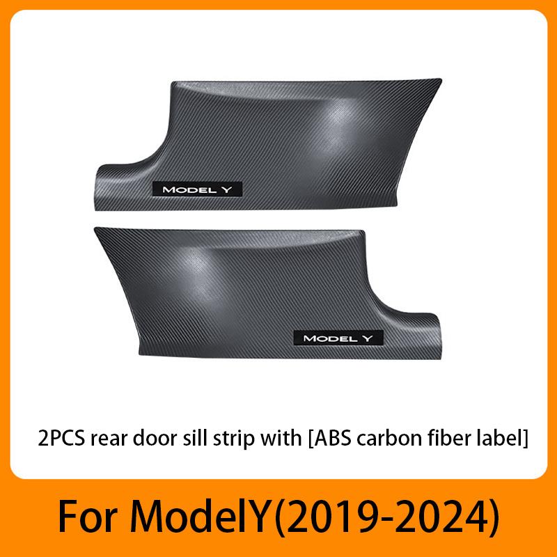 2/4/8PCS Front Rear Door Sill Protector Cover For Tesla Model 3/Y  Carbon Fiber Anti Kick ABS Pedal Guards Inner Strip Threshold