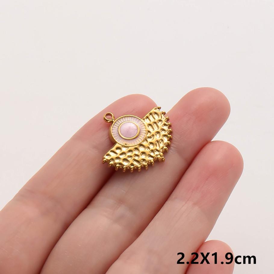 3pc Girl Pendant Hot Pink Oil Dripping Stainless Steel Plant Tree Flower Charm Pendants For Jewelry Making Supplies DIY Keychain