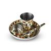 Rolimoli Steel bhog thali Set of 4 pcs for laddu gogal bhog thali with Glass Bowl and Spoon Stainless Steel