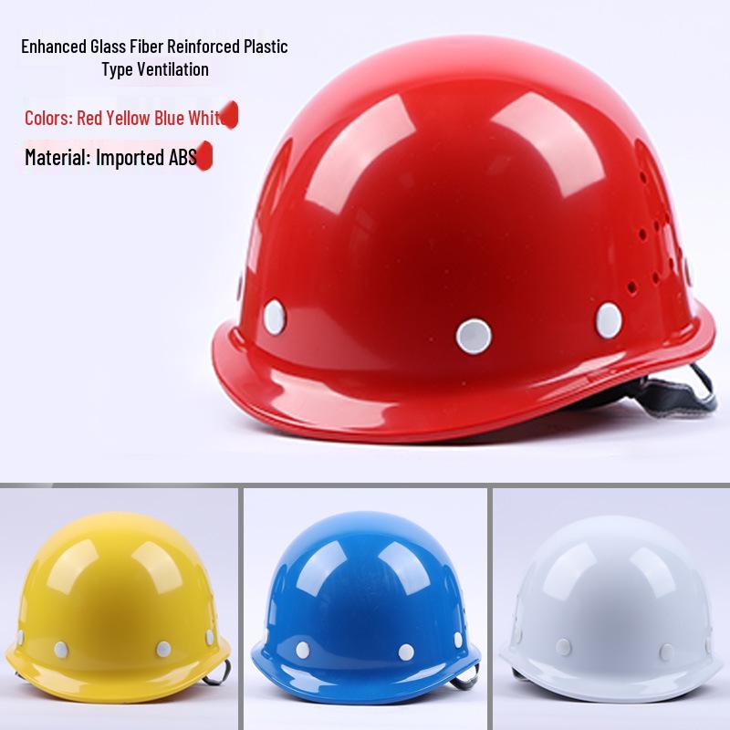 V-Shaped Fiberglass Safety Helmet - Anti-Smash, Thickened, Breathable, White