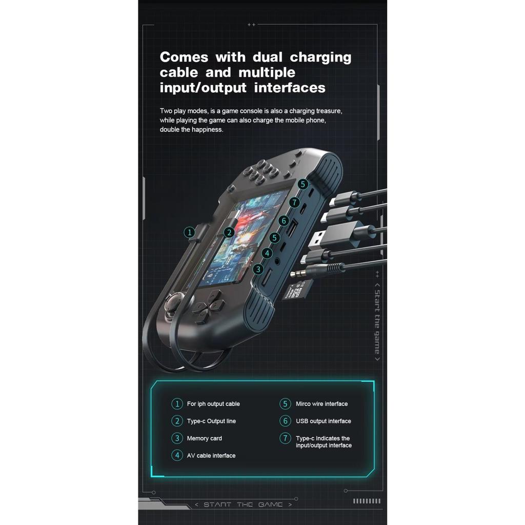 DY14 Arcade Game Machine, 3.5 Inch, Treasure Charging, Portable, Mobile Power Comes with Two-Wire Game Power Bank