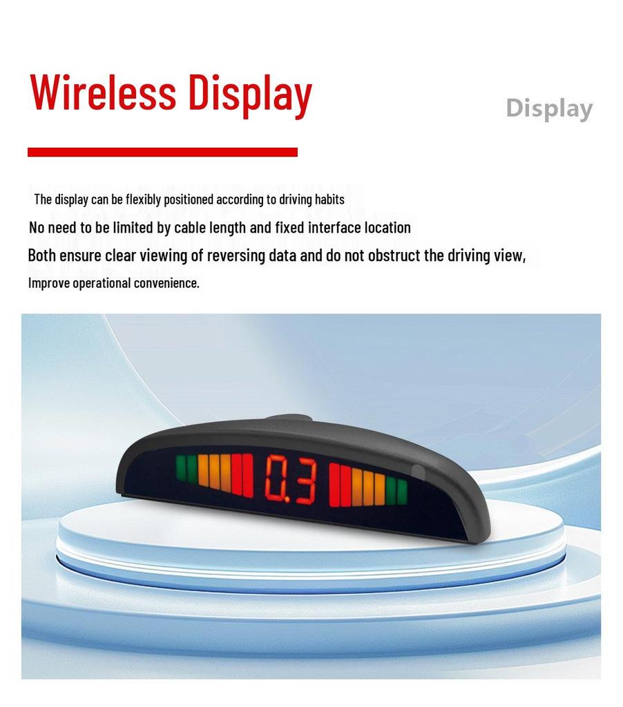 Boruisi Crescent LED Reversing Radar with Beeping Sound and 8 Sensors