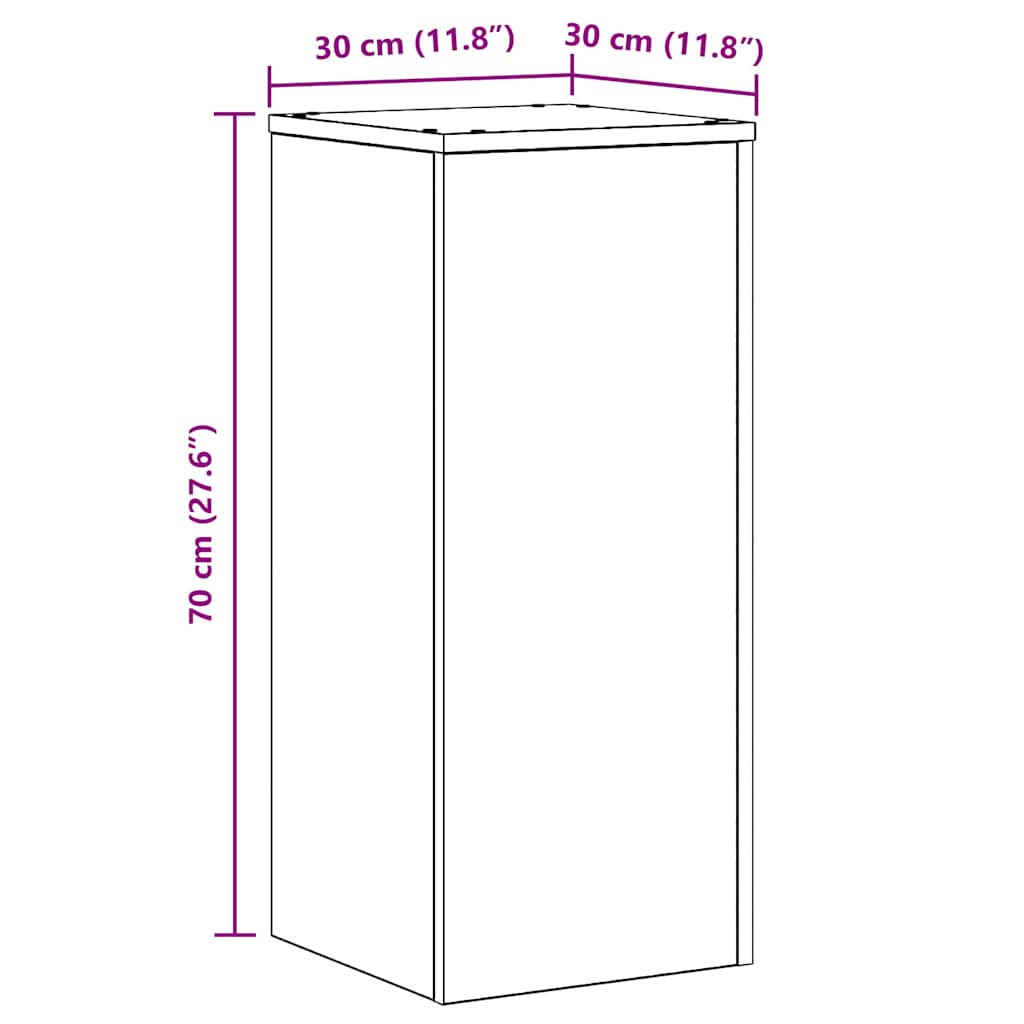 Plant Stand 2 Pcs Black Oak Effect 30 X 30 X 70 Cm
