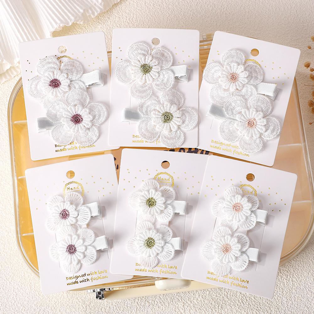 1/2/5 set Ins Daisy Flower Hair Clips Baby Girl Hairpins for Kids Lace White Barette Princess Hooks Infant Accessories Korean