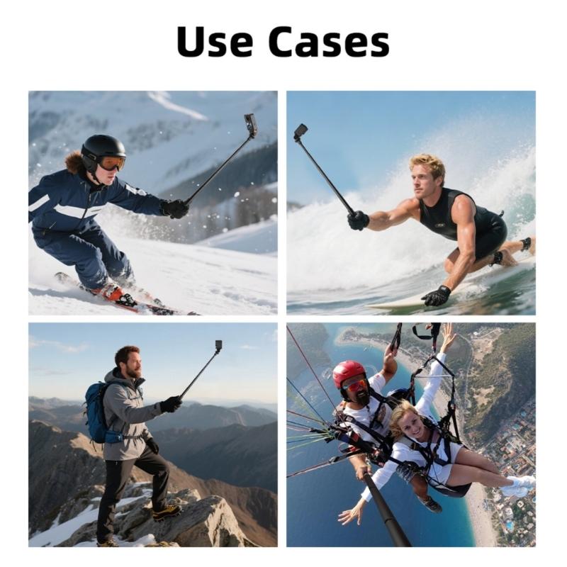 Adjustable Selfie Stick Extendable to 73.5cm Portable Design for Action Cameras Photography Aluminum Alloy Construction