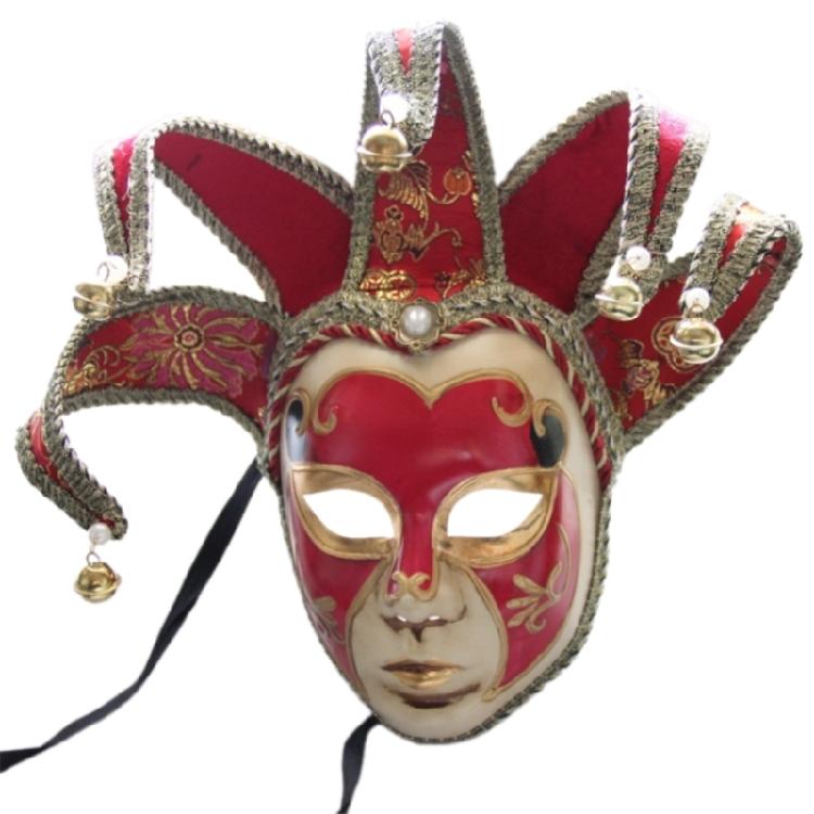 Maskenballmaske mit Glöckchen Vintage fröhliche Narrenmaske Komödienmaske Maskenball Dekoration Maske für Herren Damen Halloween