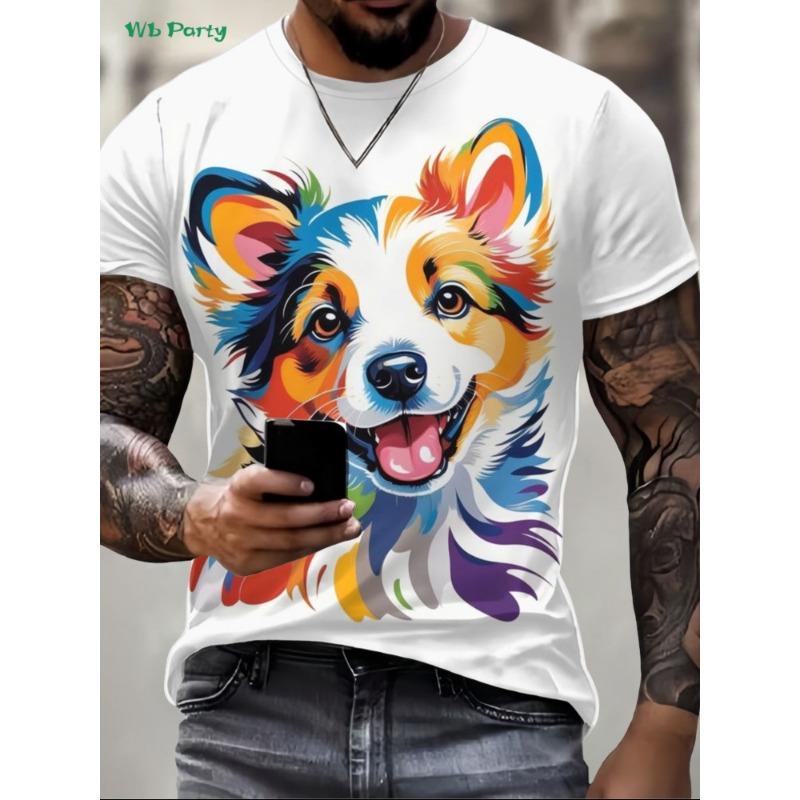 Lustiges 3D-Tier Herren-T-Shirt Sommer Street Herren Kurzarm-T-Shirt Rundhals Herren-T-Shirt Vielseitige Übergroße Herrenbekleidung
