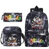 Cartoon Teacup Head Cuphead Student Backpack Oblique Span Bag Pencil Bag Primary And Secondary School Students Children'S Schoolbag Three-Piece Set