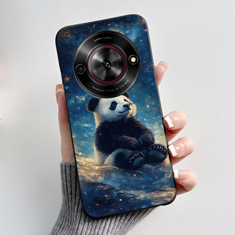 Cute Cartoon Case For ZTE Blade A75 5G/Nubia Focus 5G/Nubia Calf 5G Printing Shell Protective Cover Soft Silicone Black Casing