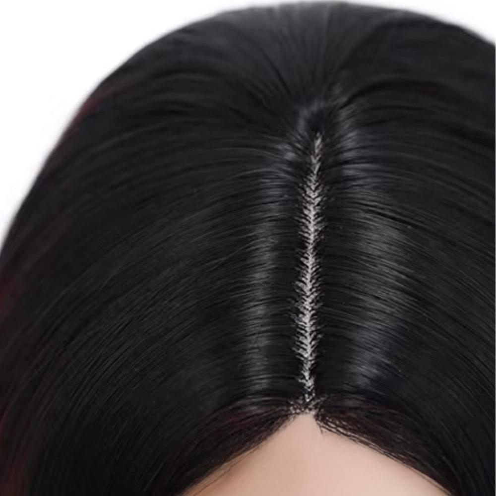 Peluca cabello negro liso largo 100 cm cosplay anime manga gorra gruesa