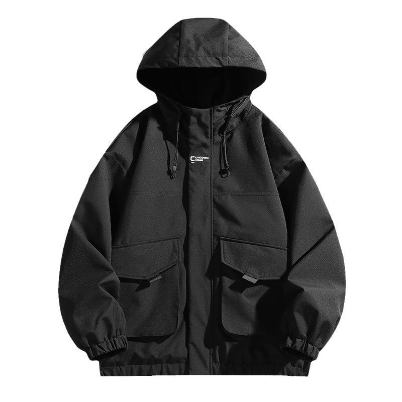 Jacket Jacket Spring and Autumn New Trendy Brand Hooded Loose Tooling Windproof Boys Jacket Autumn and Winter