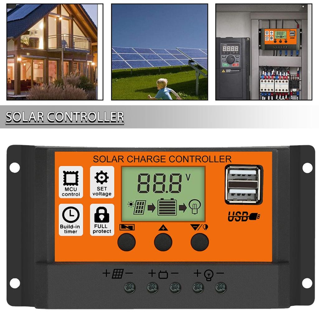 12/24V 100A MPPT Solar Panel Controller Batterieregler Dual USB Autofokus