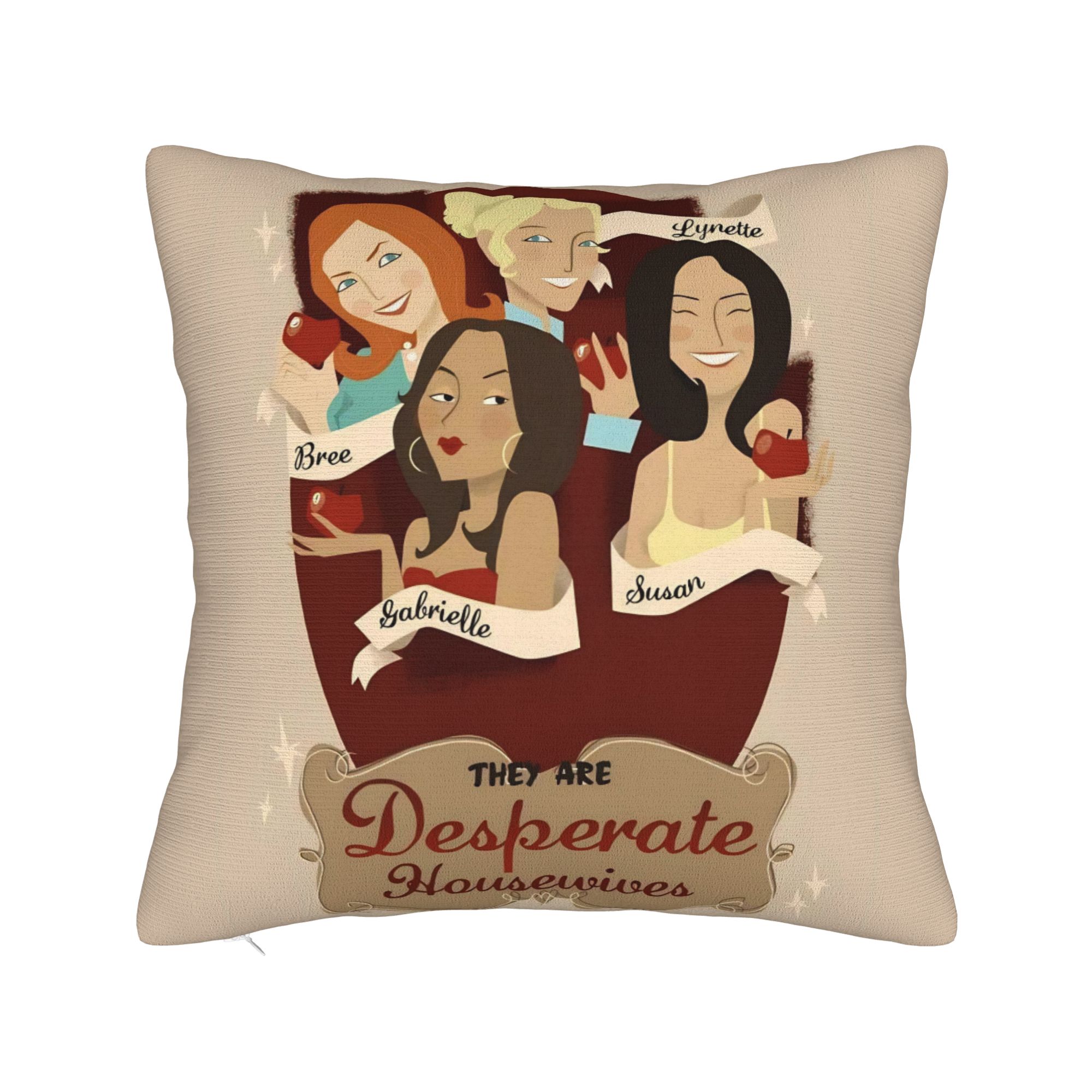 Soft Desperate Housewives Tv Show Pillowcase Fabric Cushion Cover Decorations Susan Lynette Bree Throw Pillow Case Cover Zipper Peach skin 18*18(CM)-1Pcs